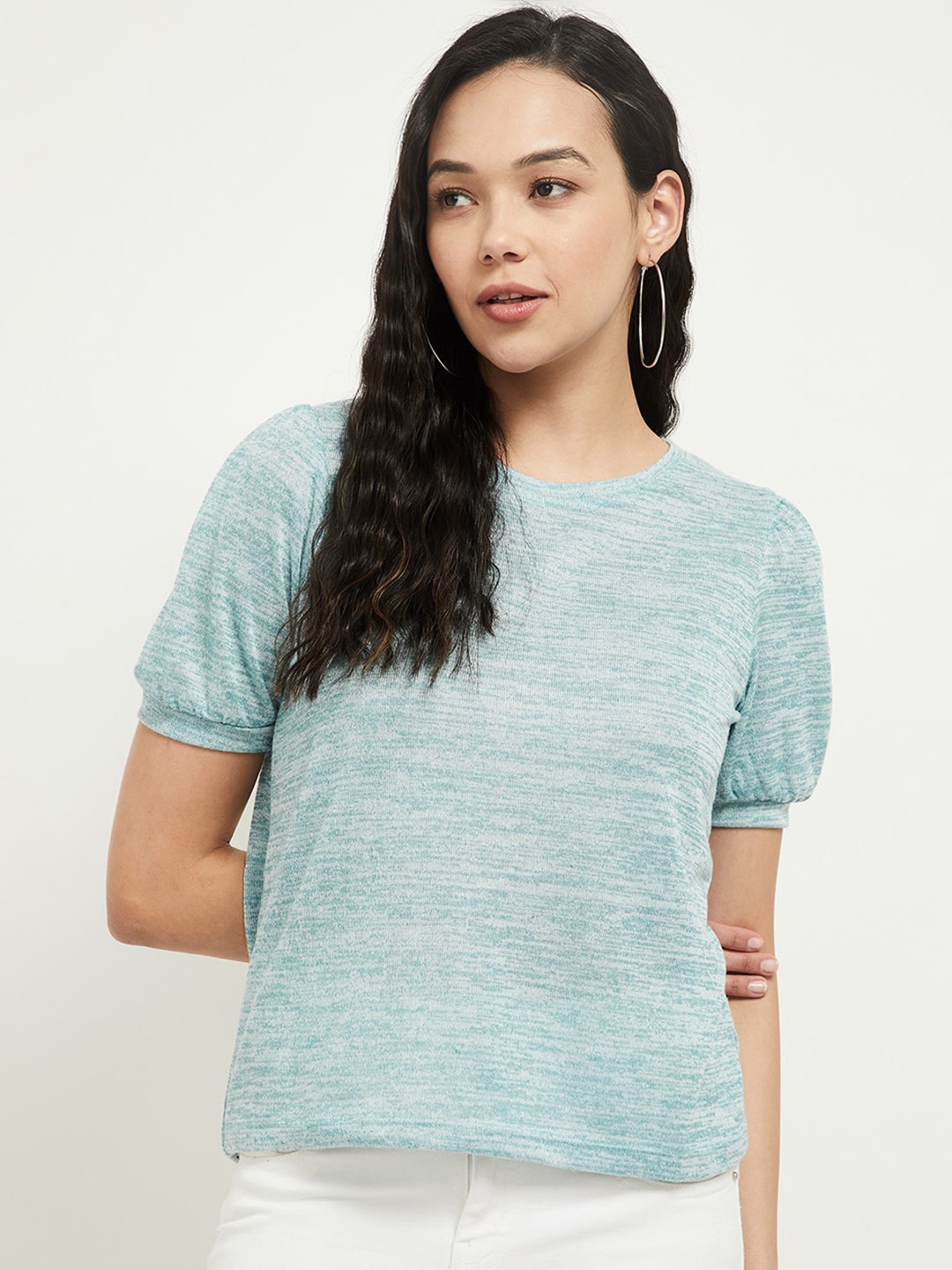 

max Blue Self Design Top