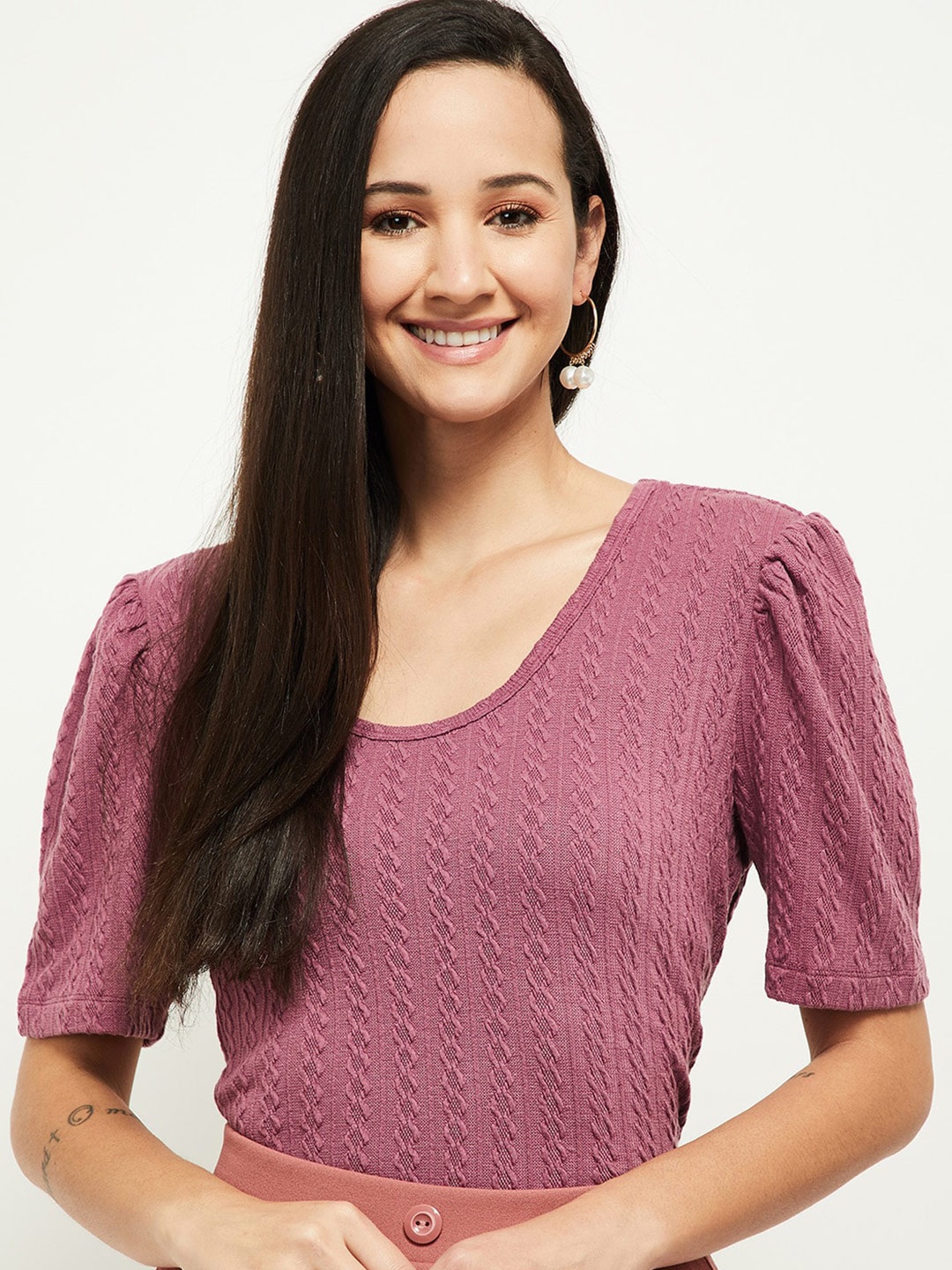 

max Mauve Self Design Top