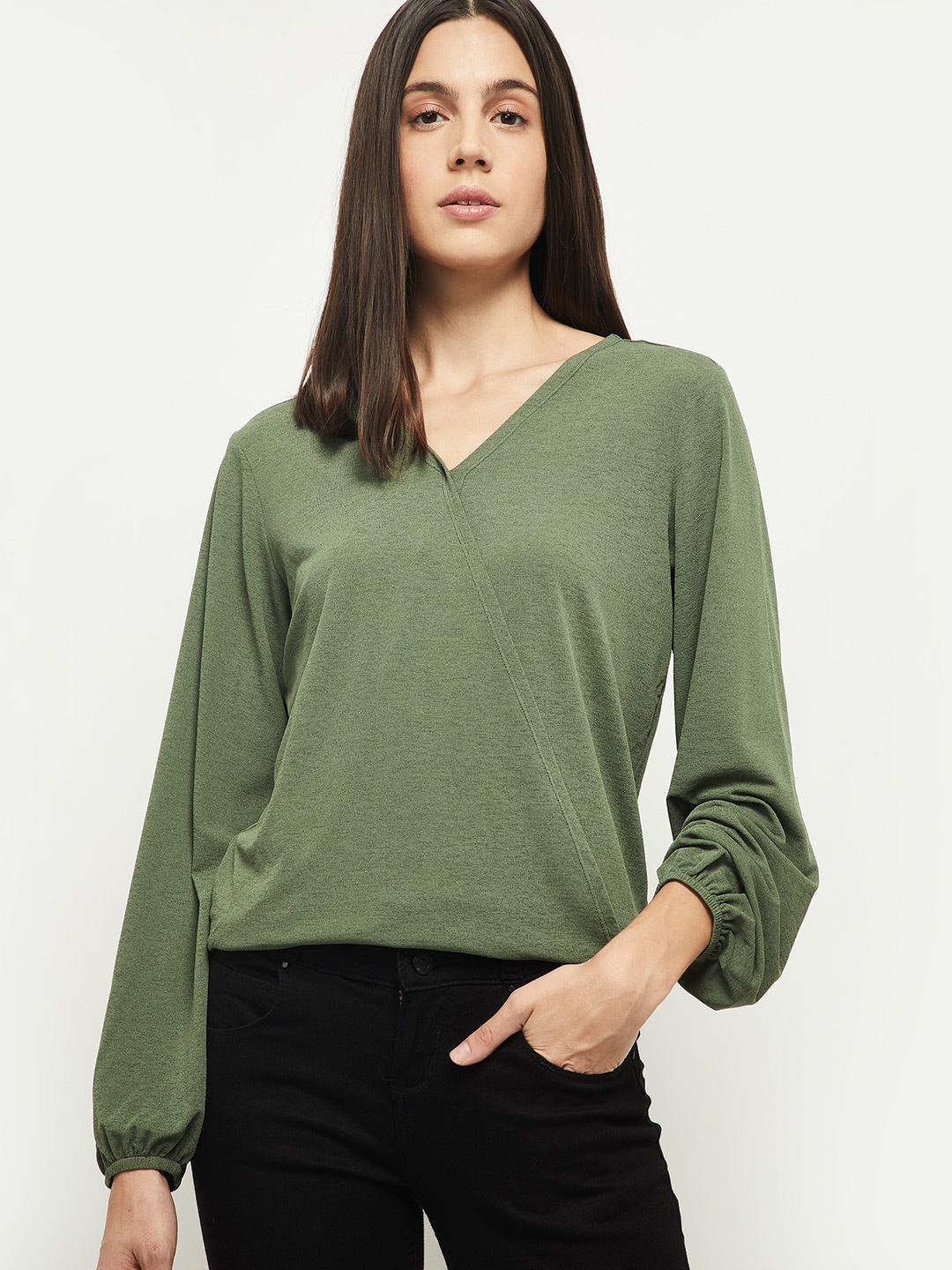 

max Olive Green Solid Top