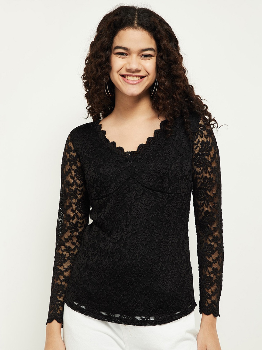 

max Black Lace Top