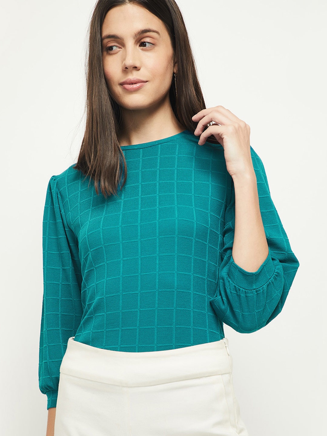 

max Blue Checked Top