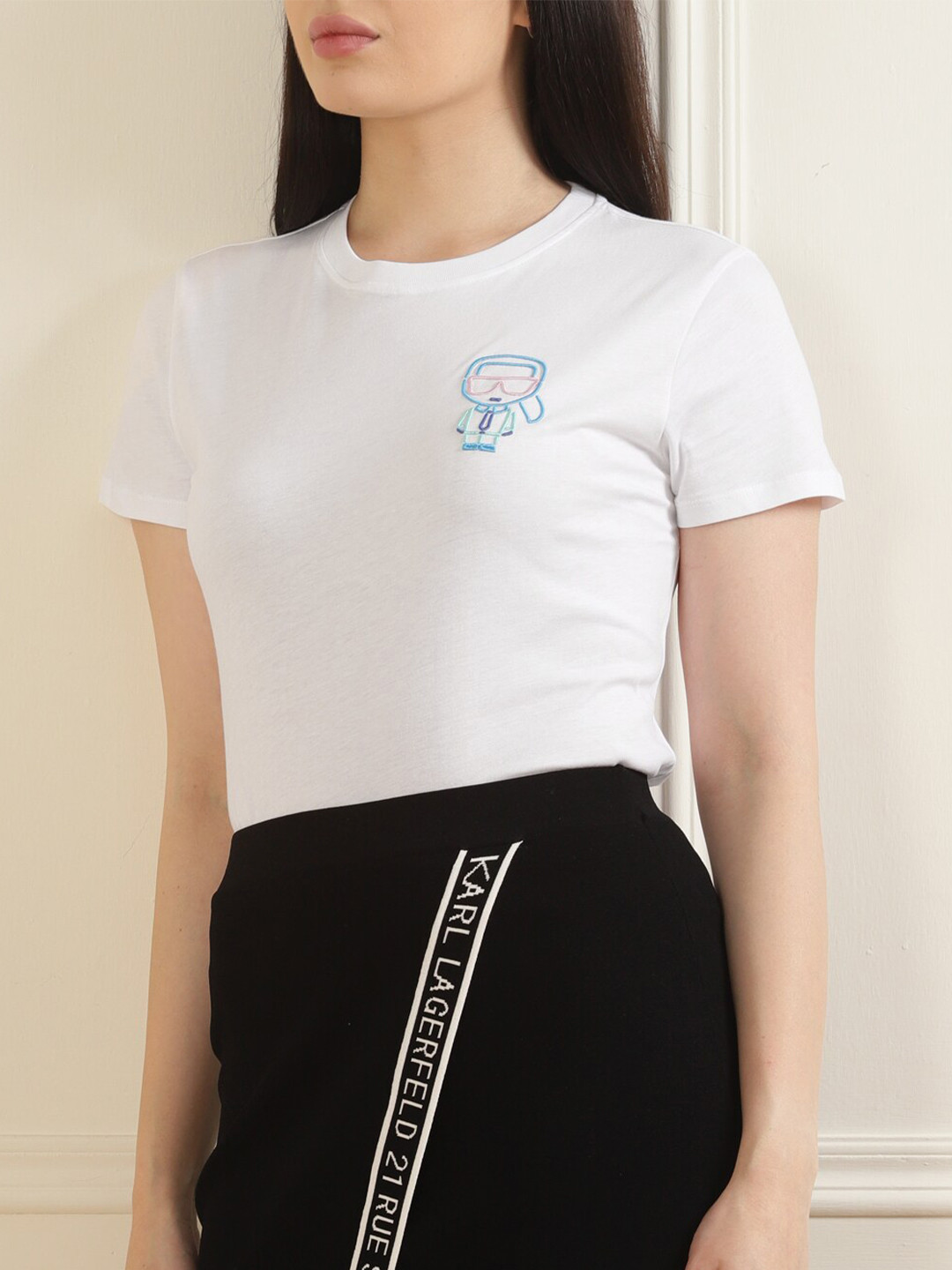 

Karl Lagerfeld Women White Pure Cotton T-shirt