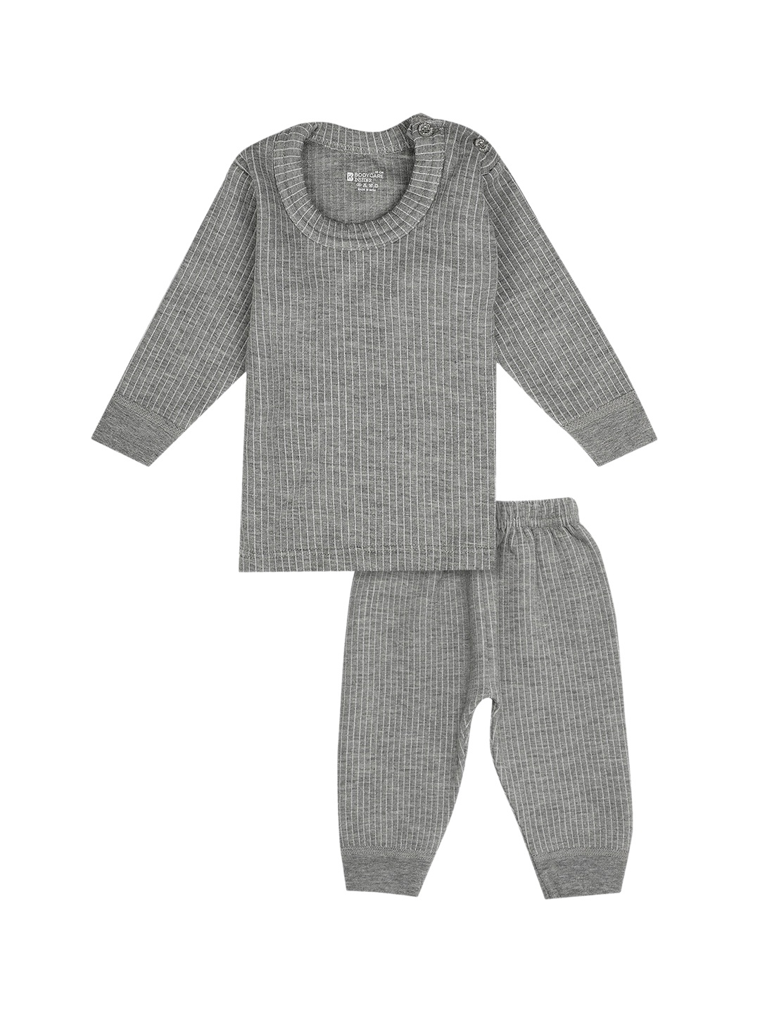 

BODYCARE INSIDER Kids Grey Melange Striped Ribbed Thermal Set