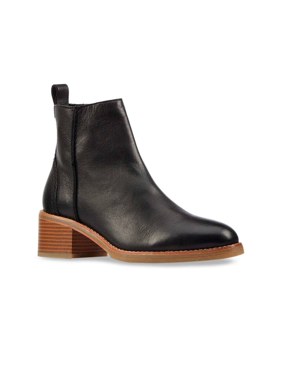 

Clarks Black Leather High-Top Block Heeled Boots