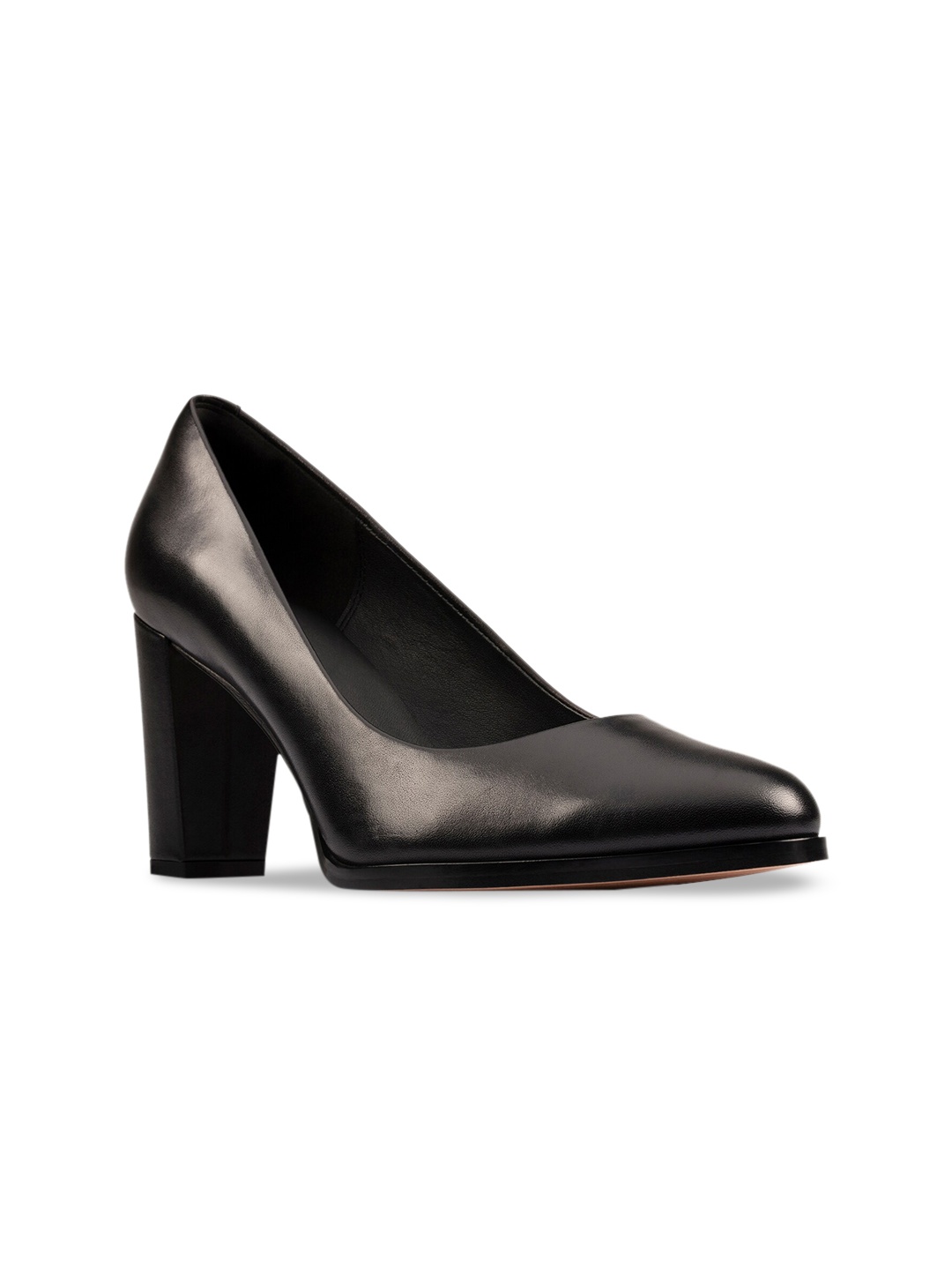 

Clarks Black Leather Work Block Pumps