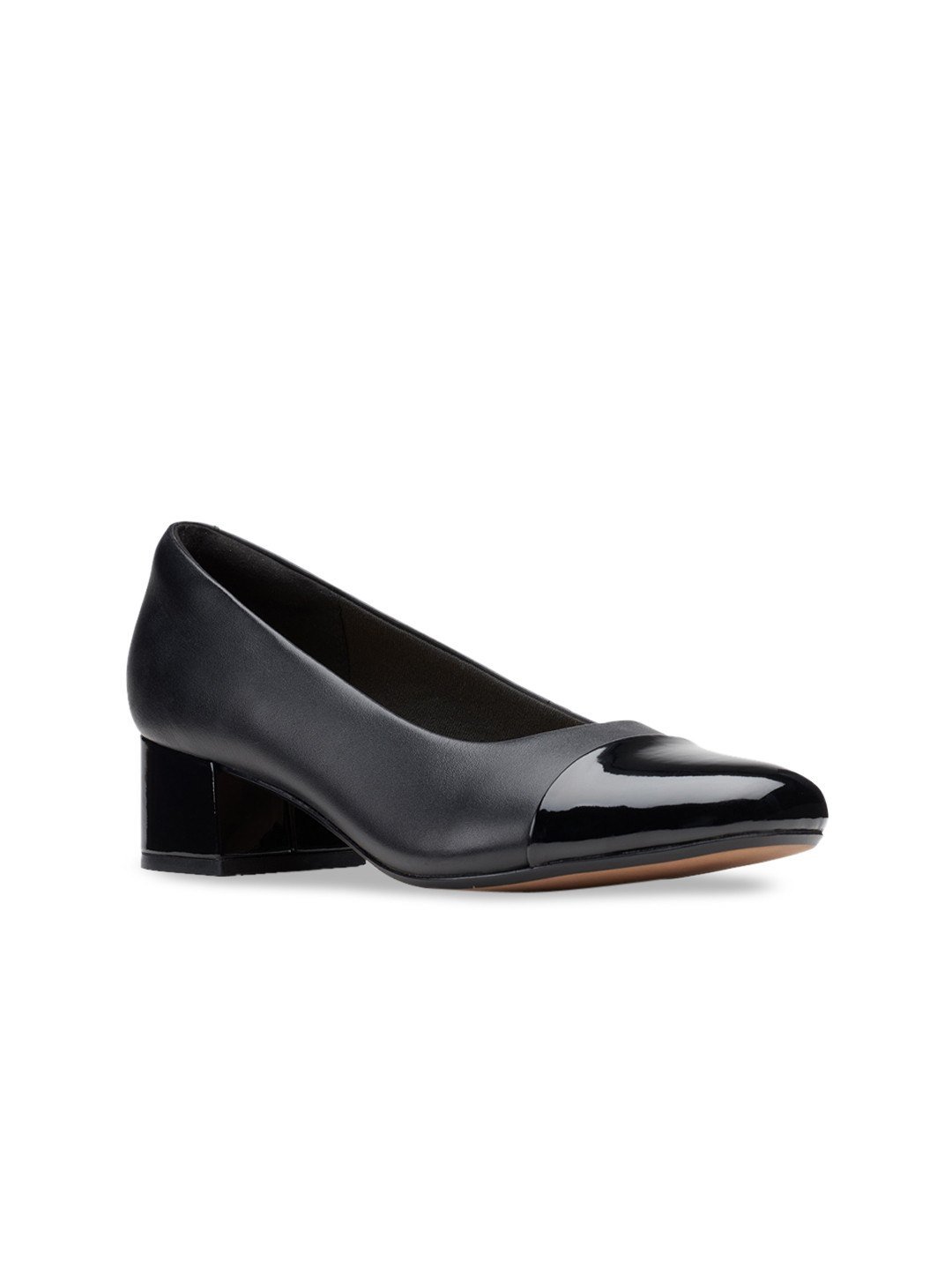 

Clarks Black Leather Block Pumps