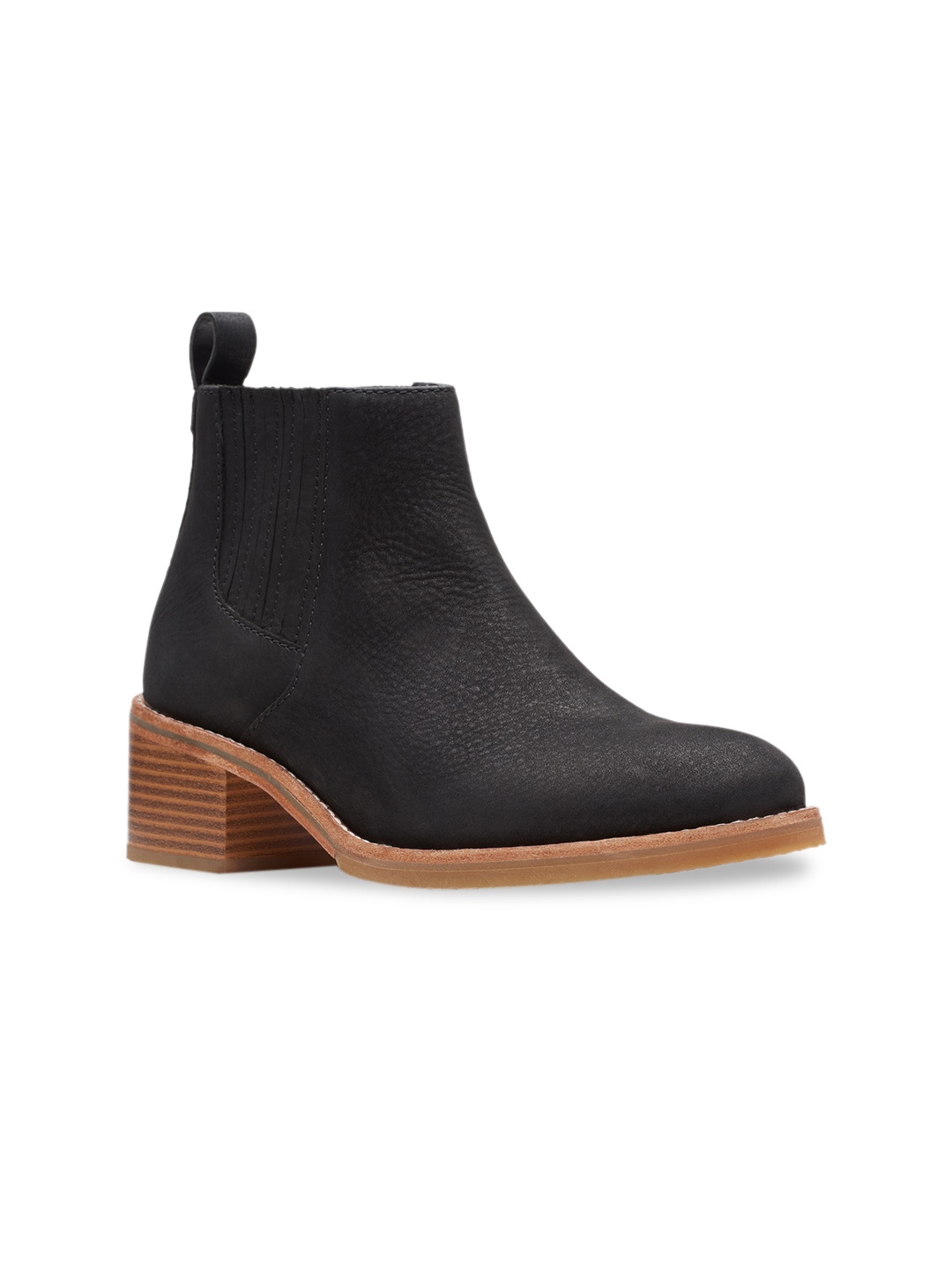 

Clarks Black Leather Block Heeled Boots