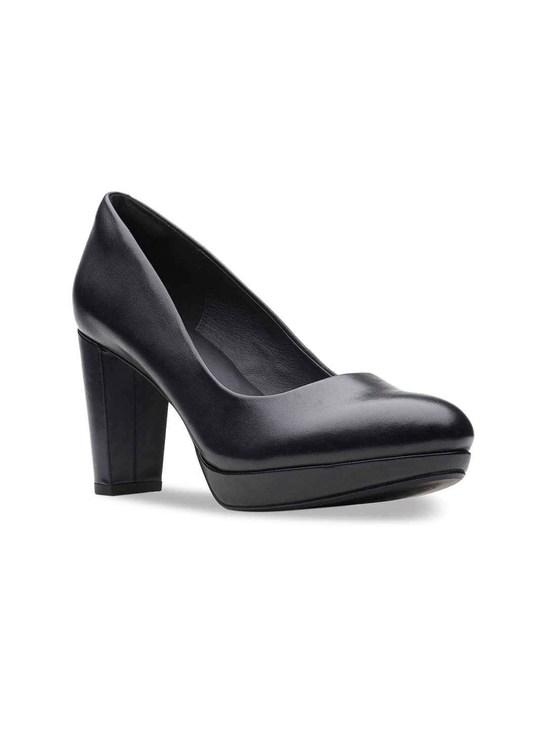 

Clarks Black Leather Work Block Pumps