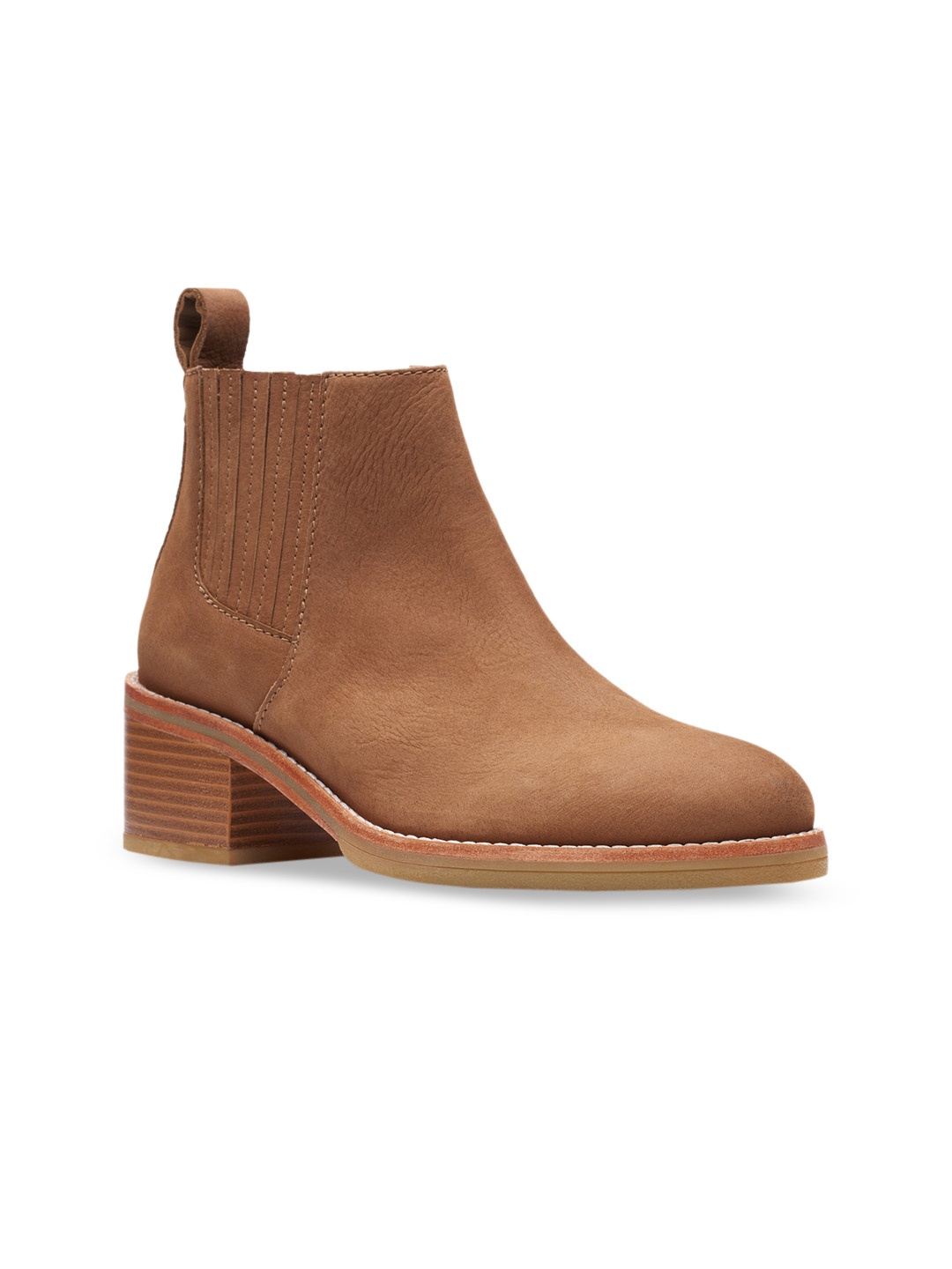 

Clarks Tan Brown Suede High-Top Block Heeled Boots