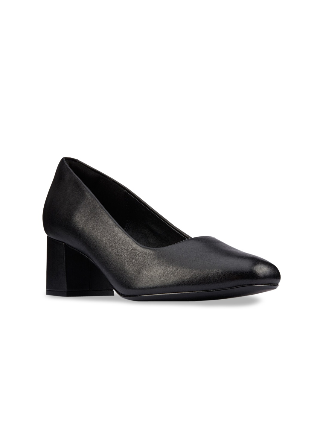 

Clarks Women Black Solid Leather Pumps