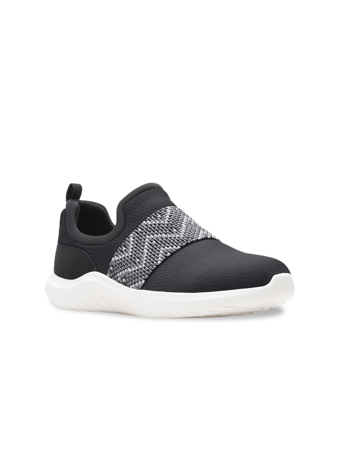 

Clarks Women Black Woven Design Slip-On Sneakers