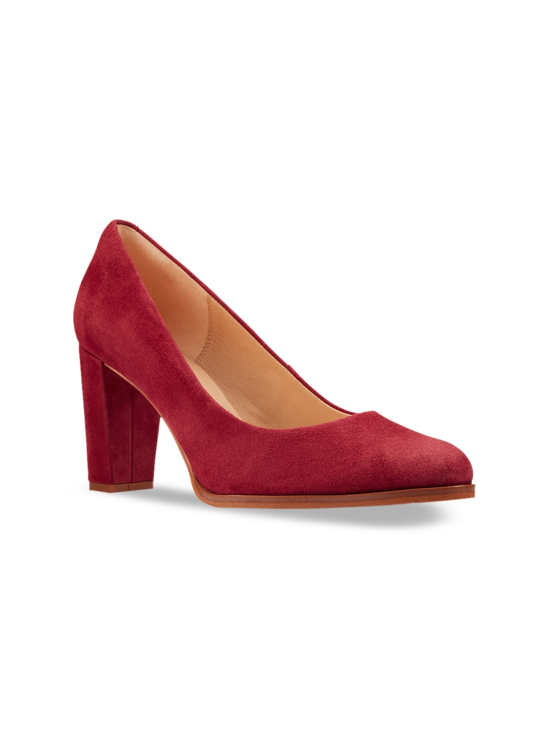 

Clarks Red Suede Block Pumps