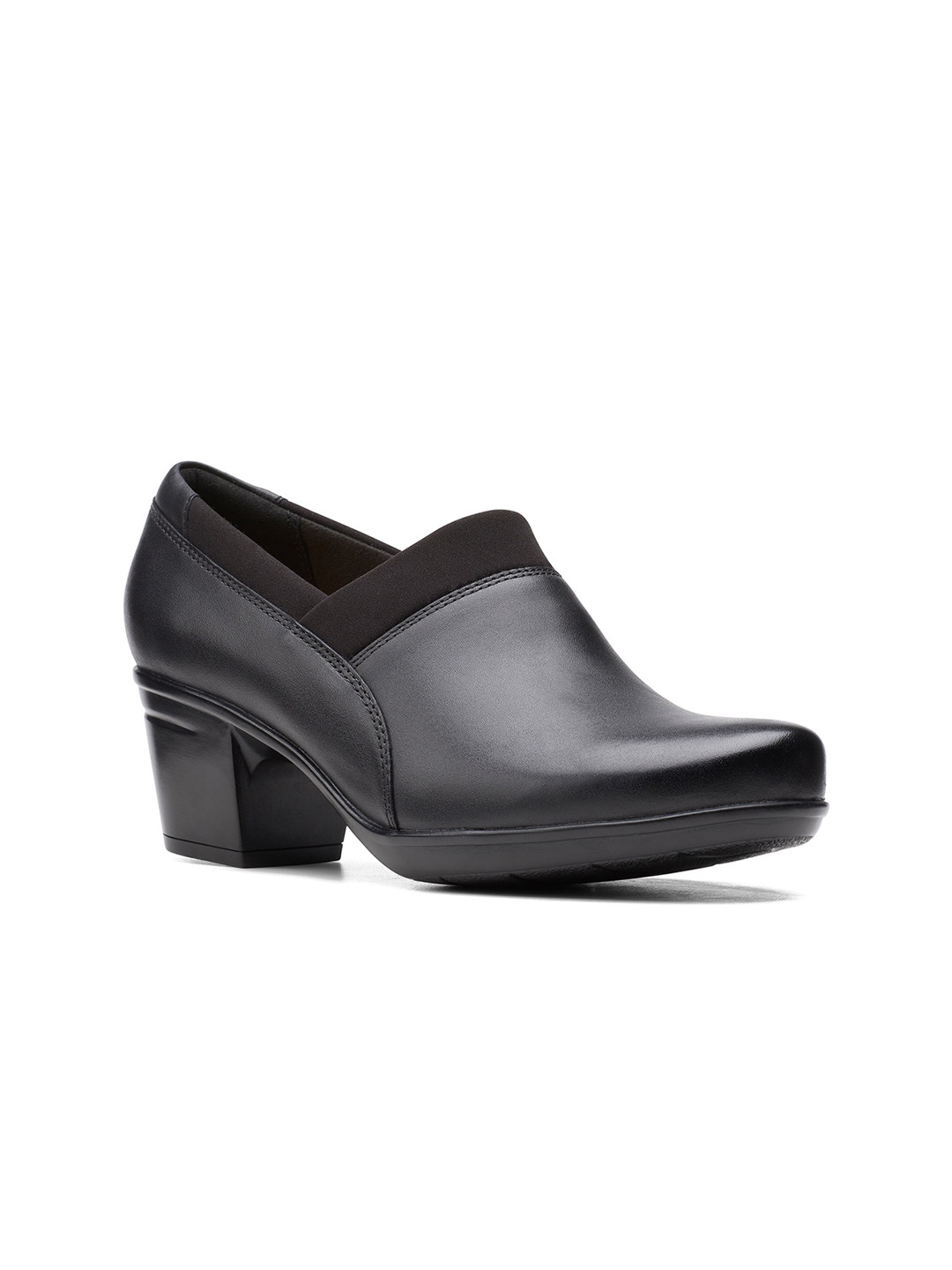 

Clarks Black Leather Work Blocked Heels