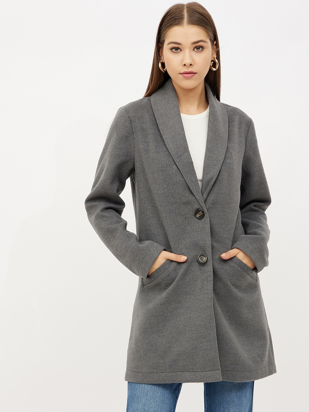 

Harpa Women Grey Longline Tailored Jacket