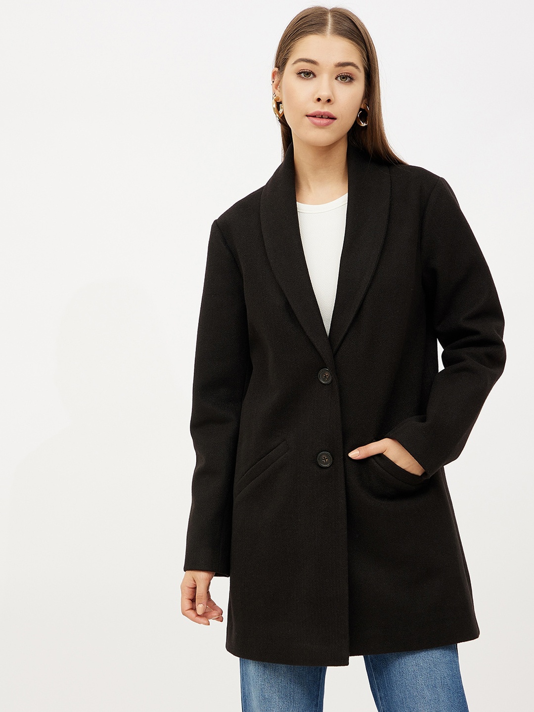 

Harpa Women Black Longline Duster Jacket