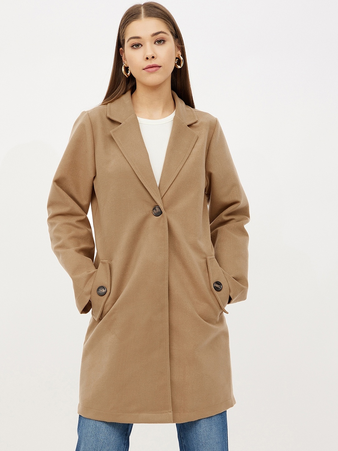 

Harpa Women Tan Longline Overcoat