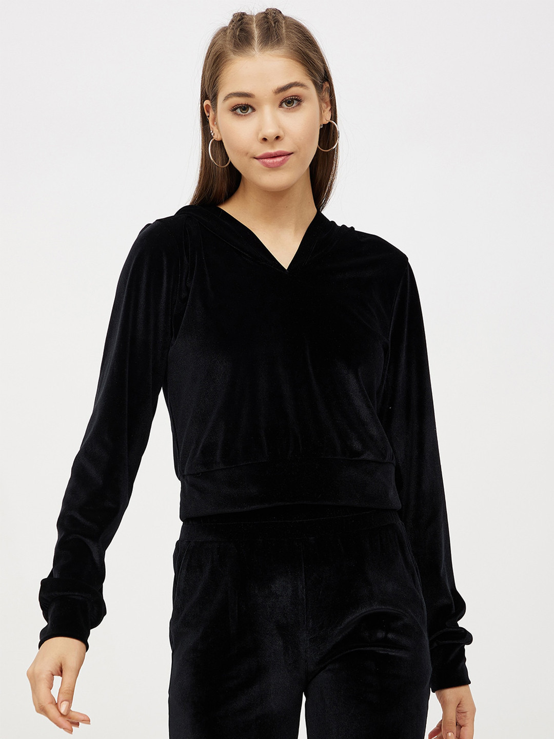 

Harpa Women Black Hooded Sweatshirt
