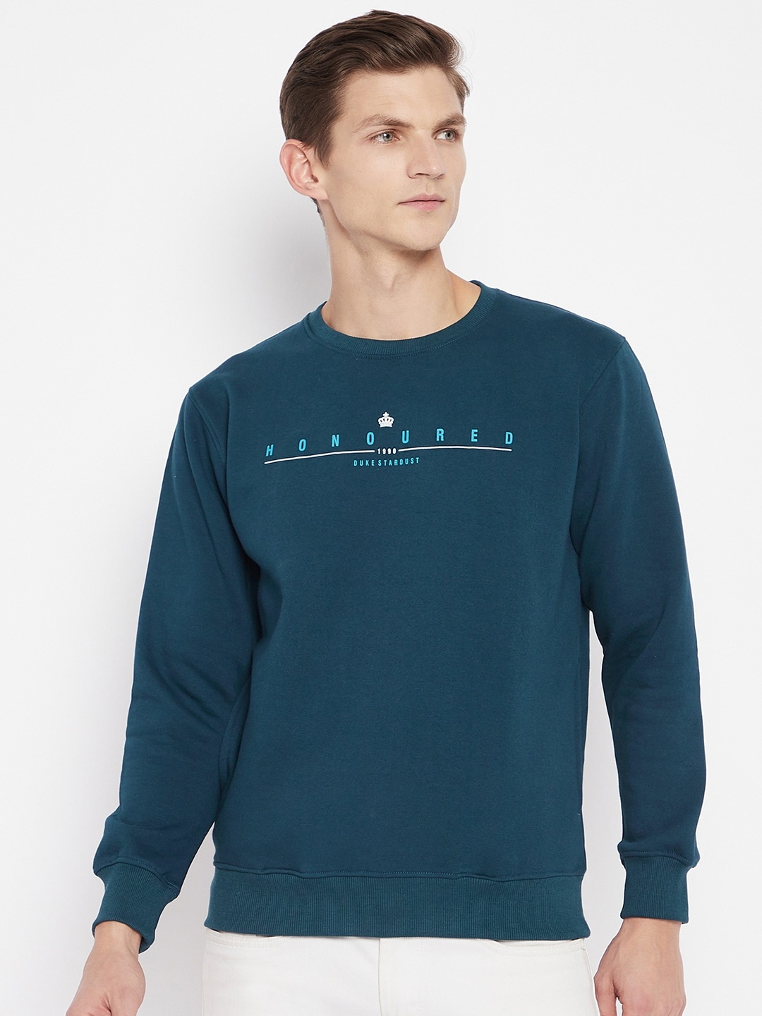 

Duke Men Teal Printed Sweatshirt