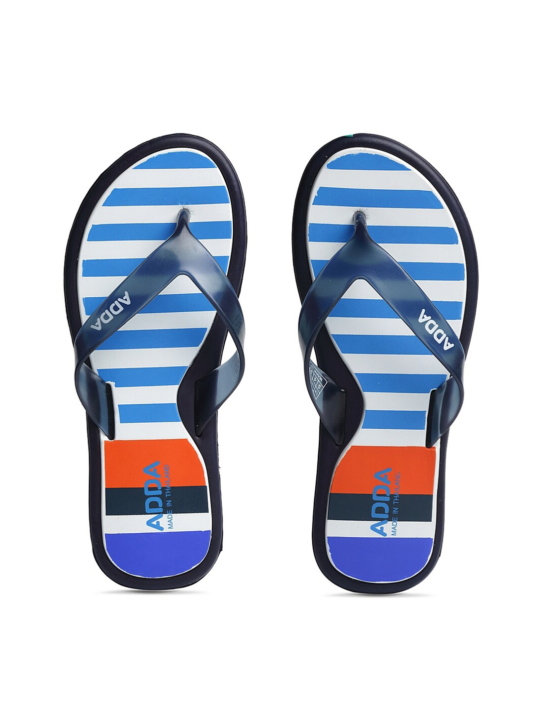 

Adda Women Navy Blue Striped Thong Flip Flops