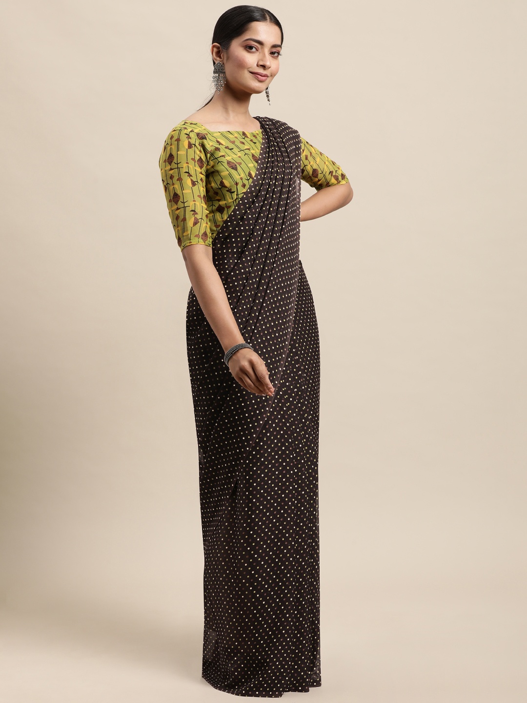 

KALINI Women Brown Printed Saree