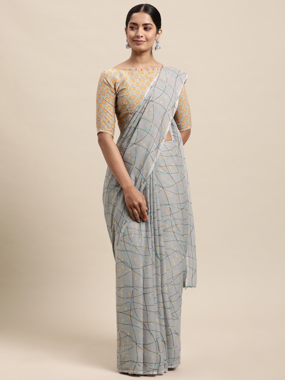 

KALINI Grey Printed Saree