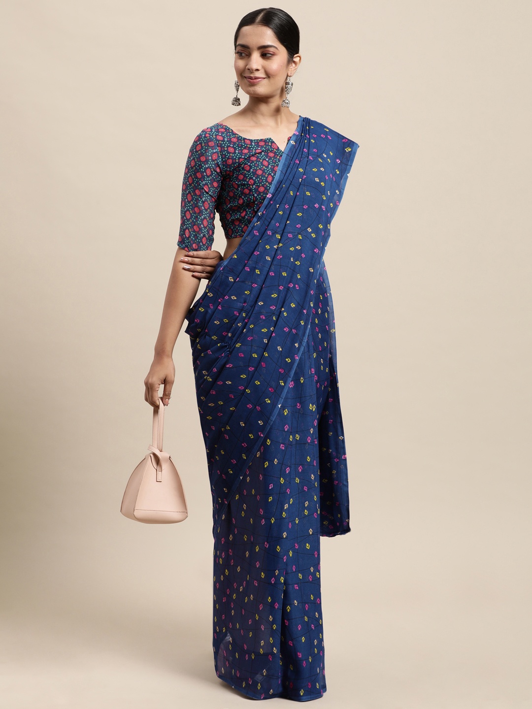 

KALINI Blue Printed Saree