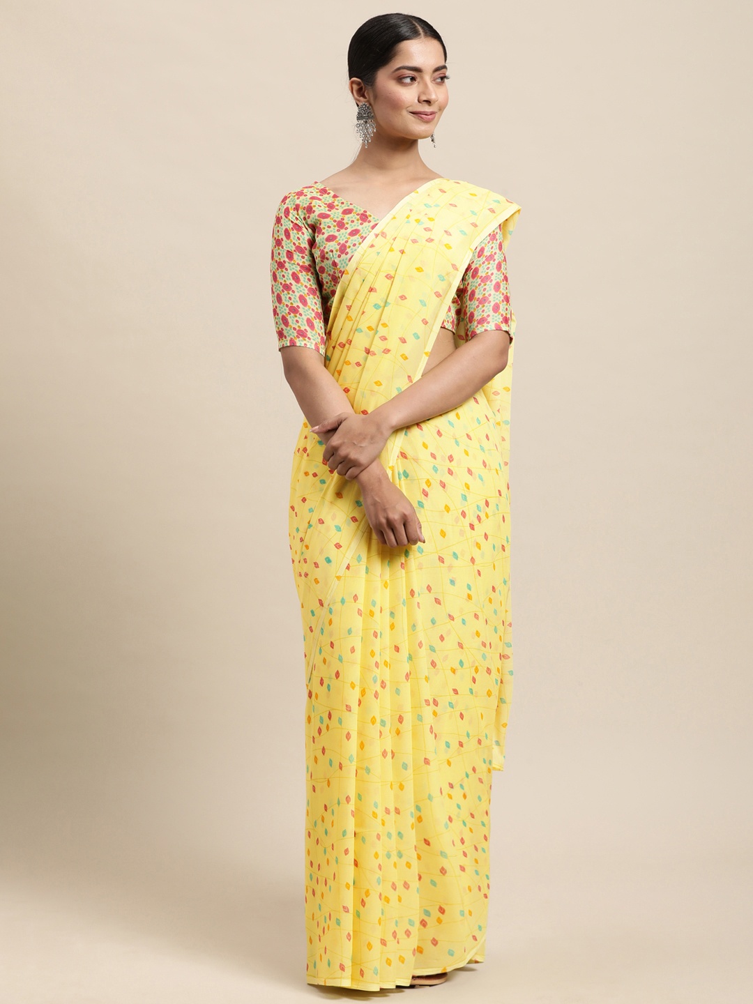 

KALINI Women Yellow Ethnic Motifs Saree