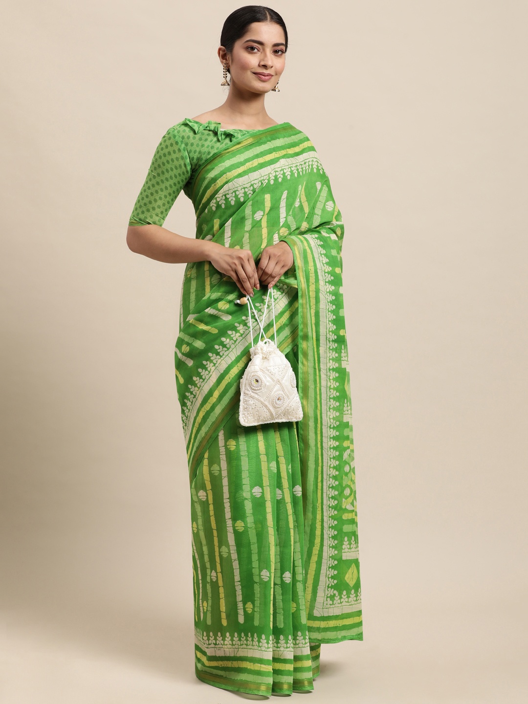 

KALINI Green Printed Saree