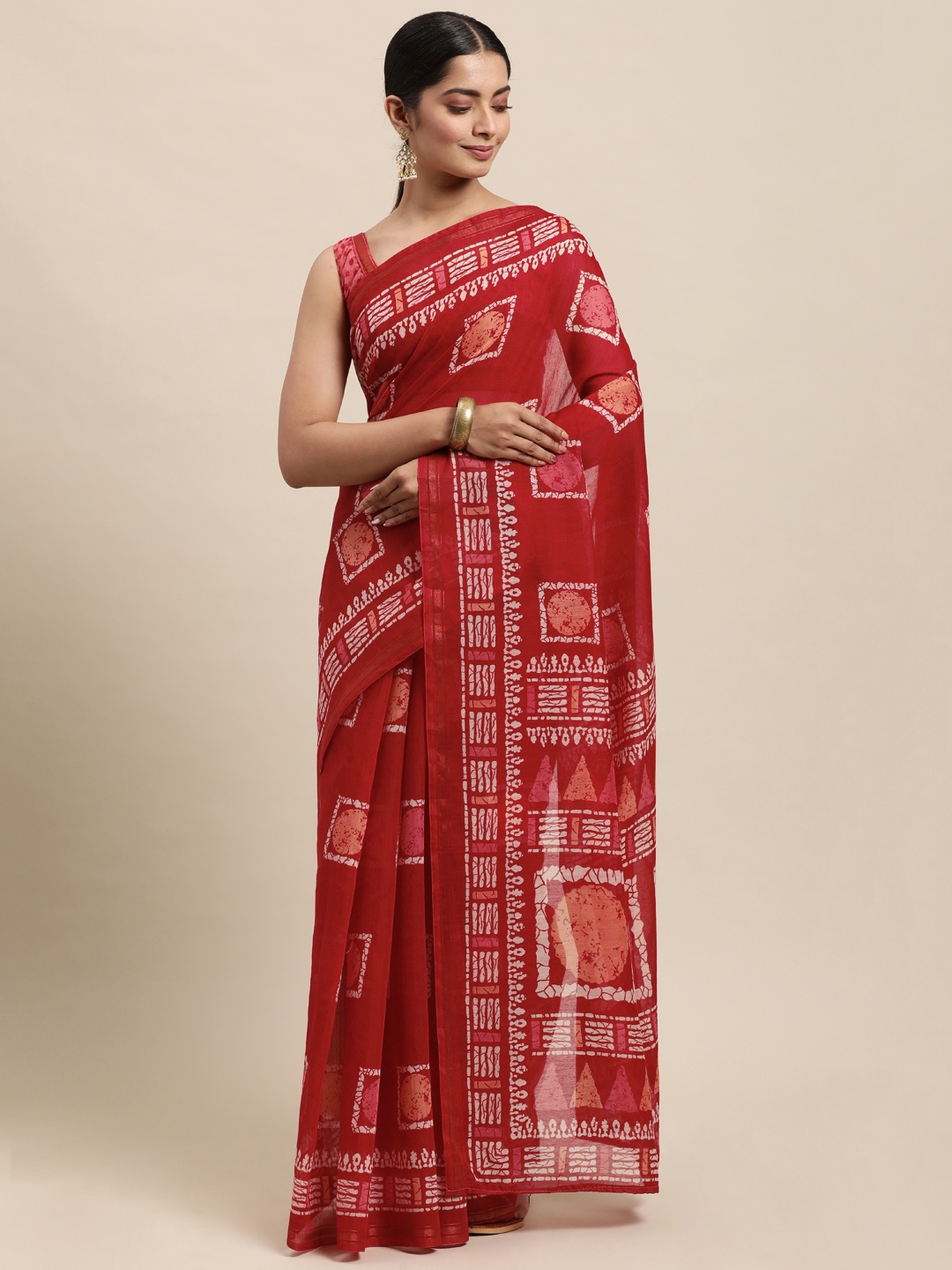 

KALINI Red Printed Saree