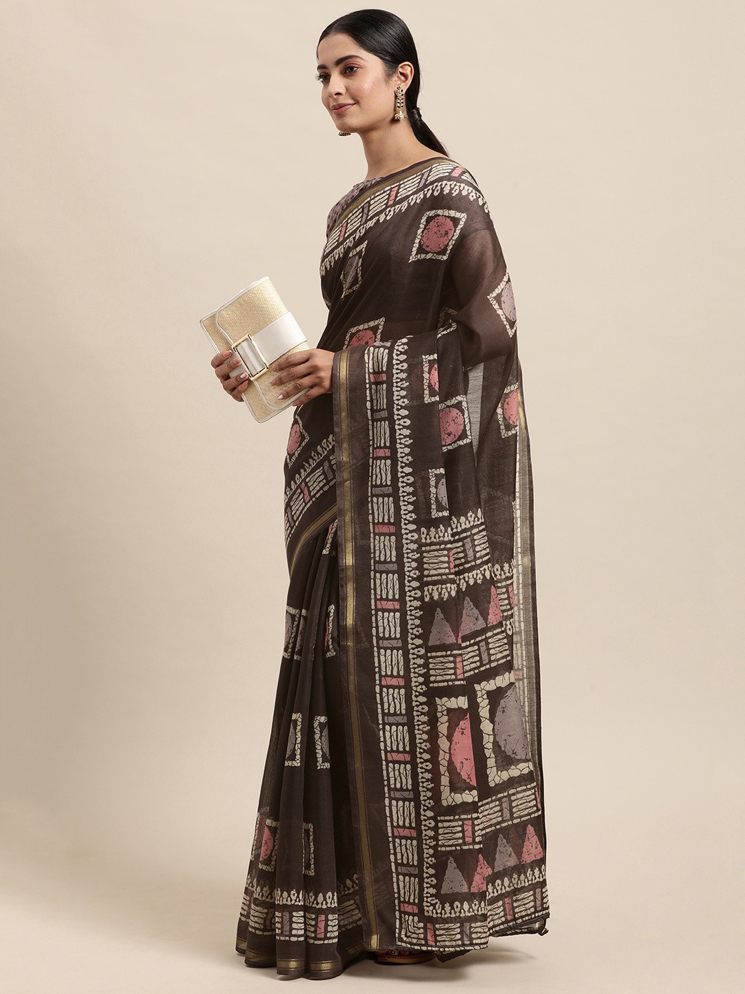 

KALINI Coffee Brown Printed Saree