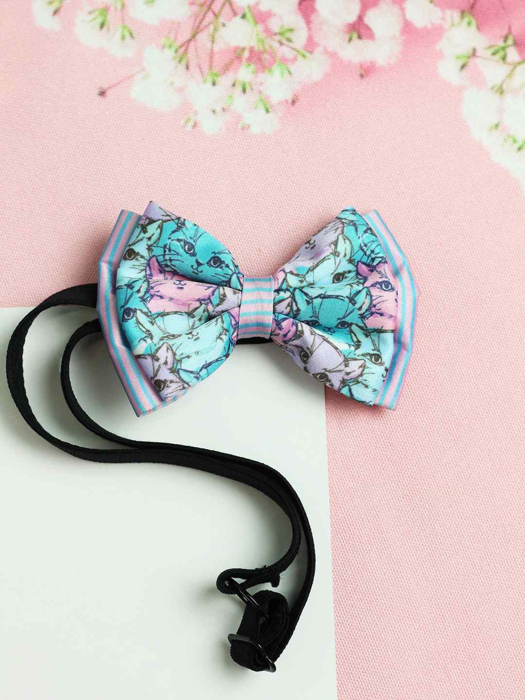 

Tossido Girls Green & Blue Catties Layered Bow with Adjustable Elastic Headband