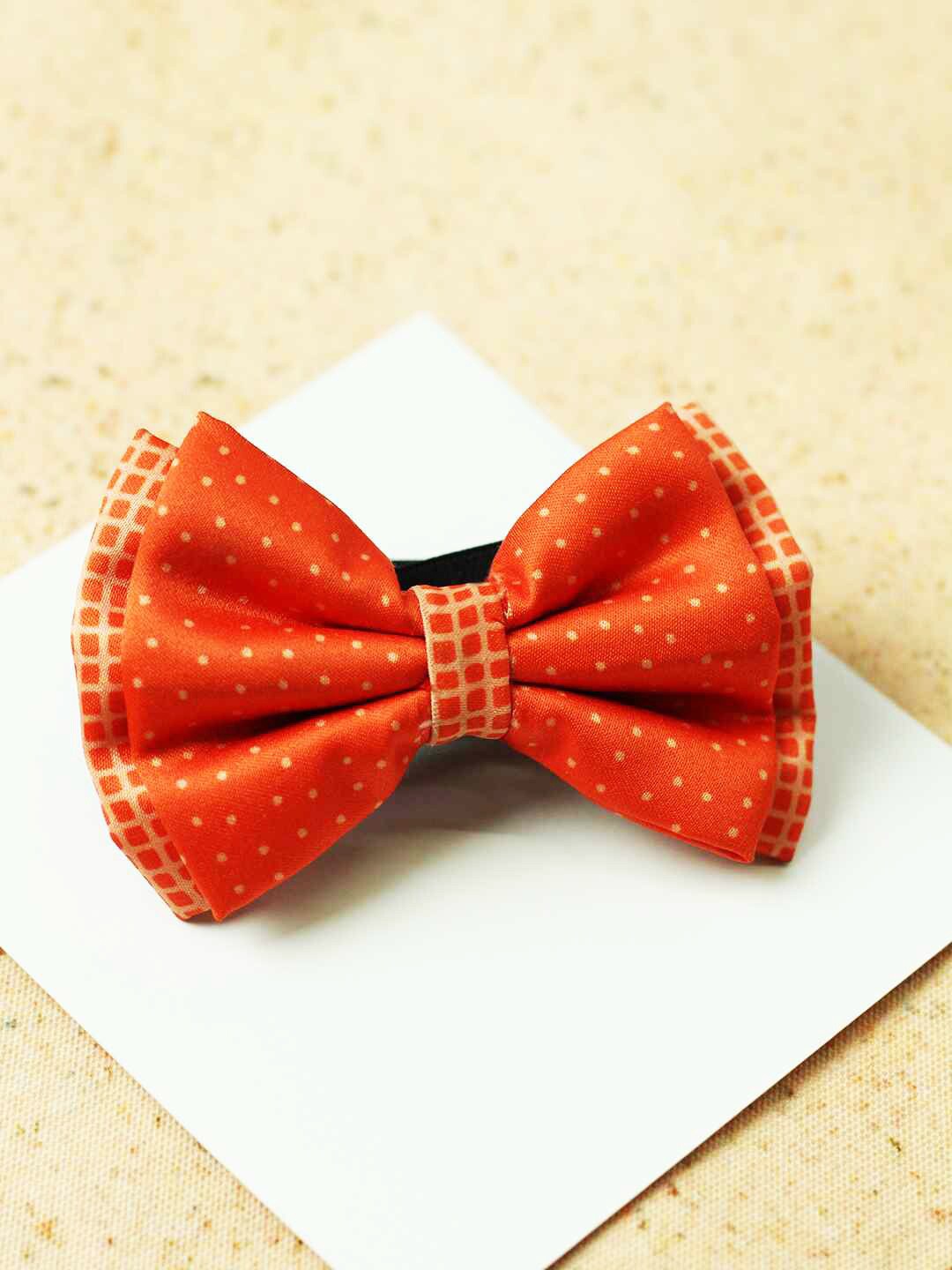 

Tossido Girls Orange & Gold Polka Dot Printed Bow Hairband