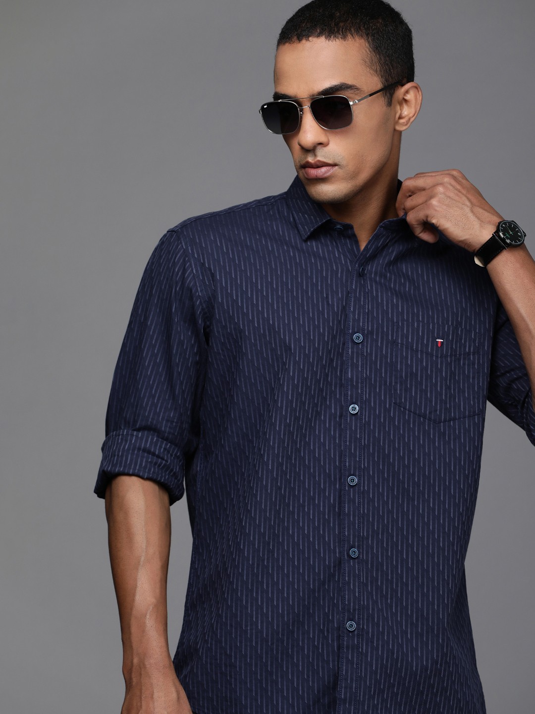

Louis Philippe Sport Men Navy Blue Slim Fit Printed Casual Shirt