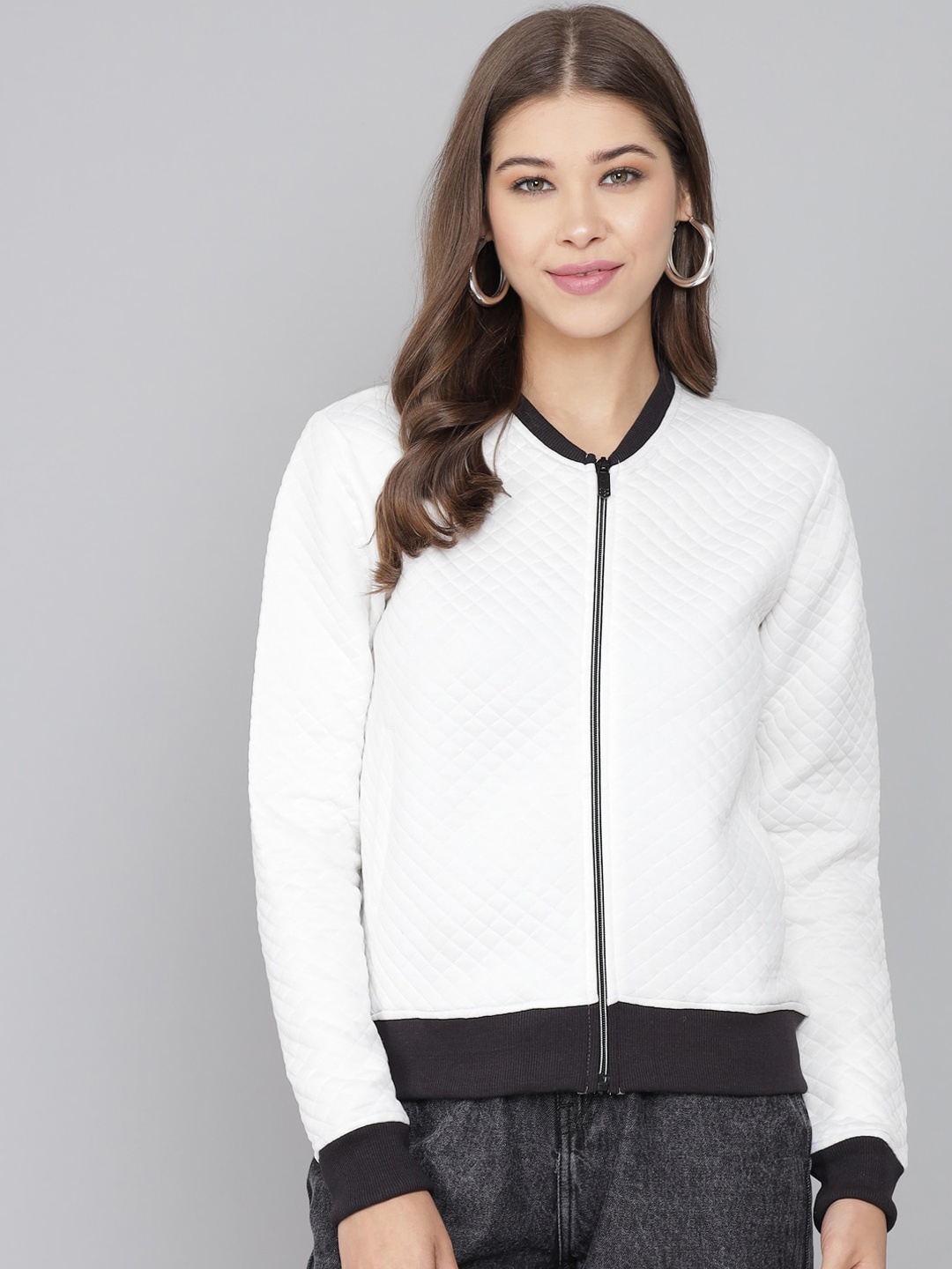 

Kotty Women White Lightweight Bomber Jacket