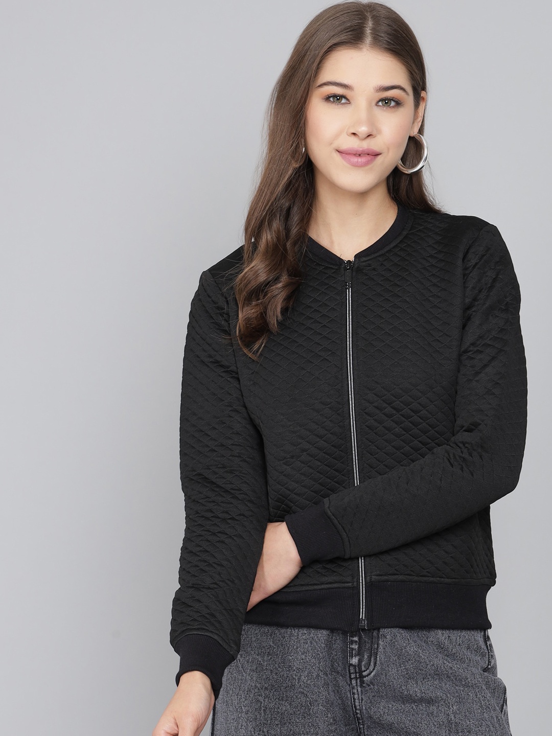 

Kotty Women Black Lightweight Bomber Jacket
