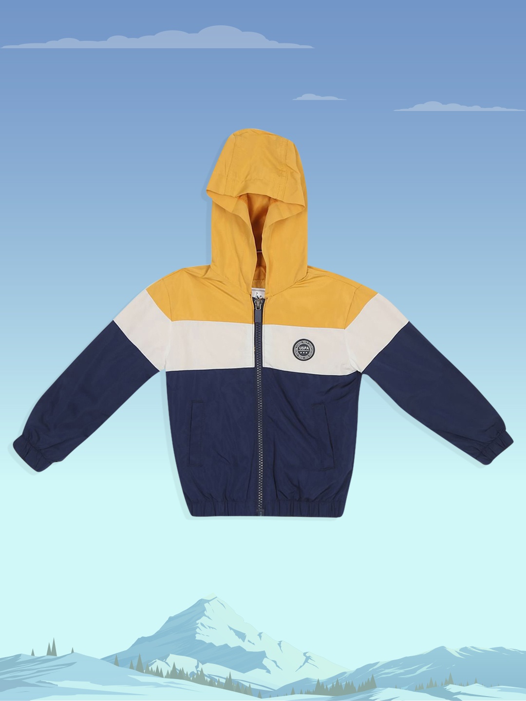 

U.S. Polo Assn. Kids Boys Yellow Blue Colourblocked Bomber Jacket