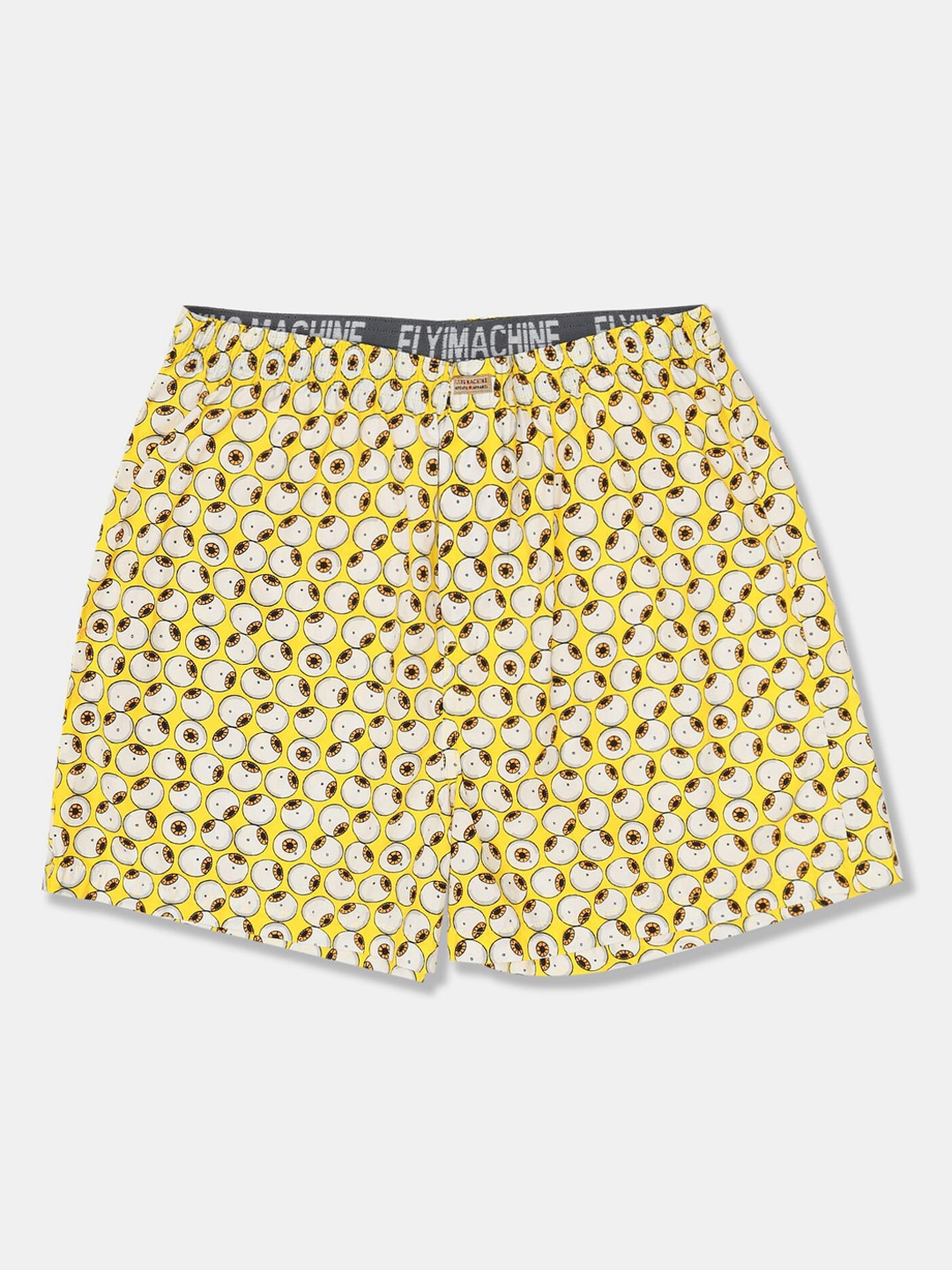 

Flying Machine Men Yellow & White Conversational Print Pure Cotton Boxers FMAM8111