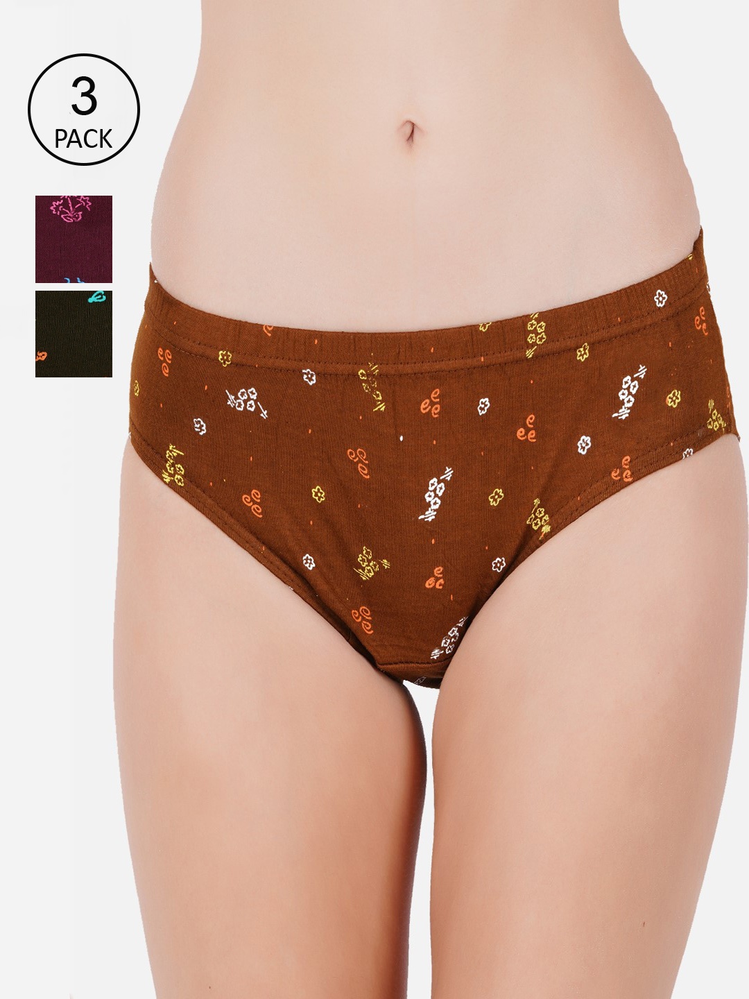 PRIDE APPAREL Women Pack of 3 Assorted Printed Hipster Briefs HA-03-LADIES-IE-80