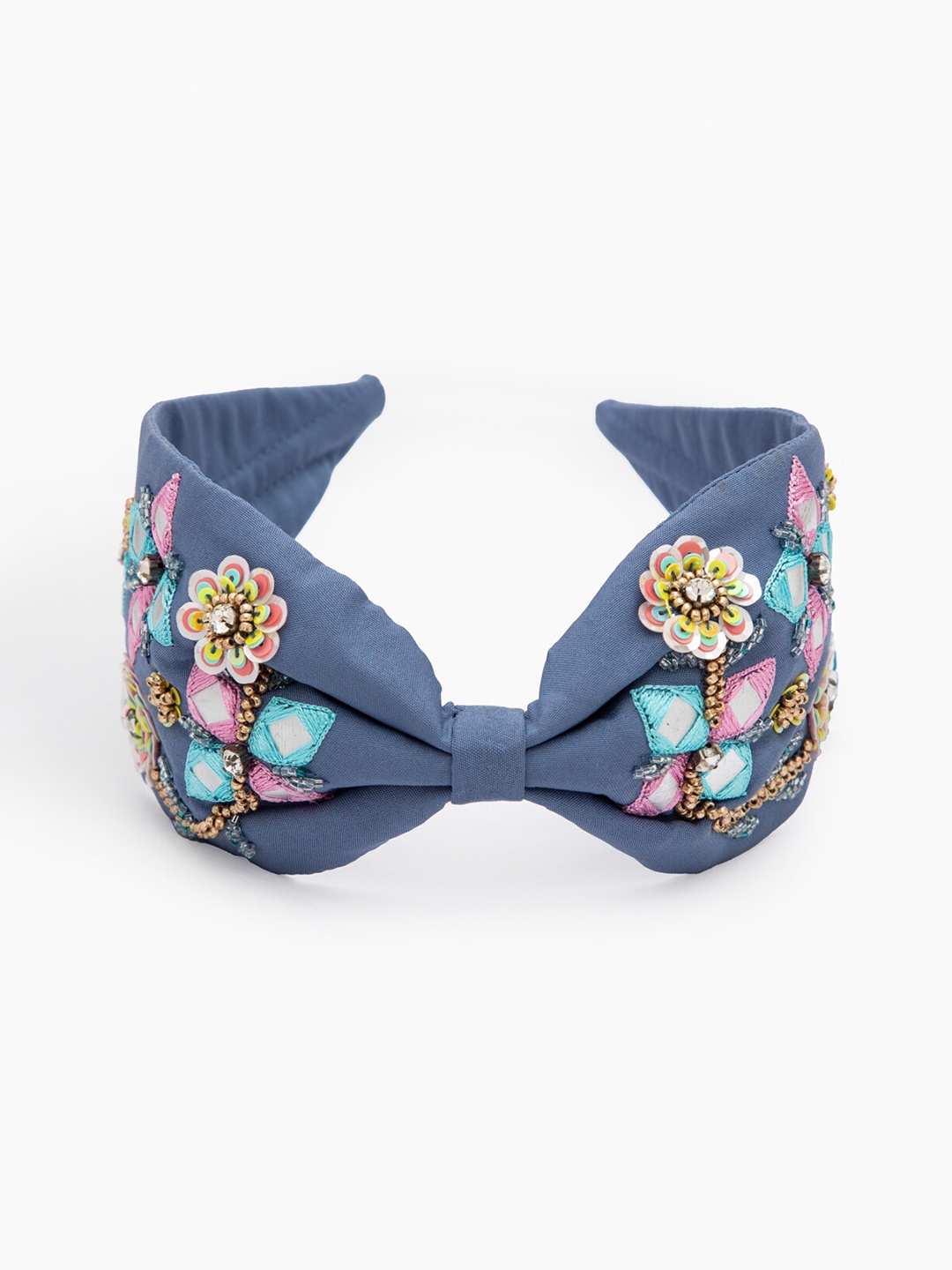 

DEEBACO Girls Blue Embellished Bow Shaped Hairband