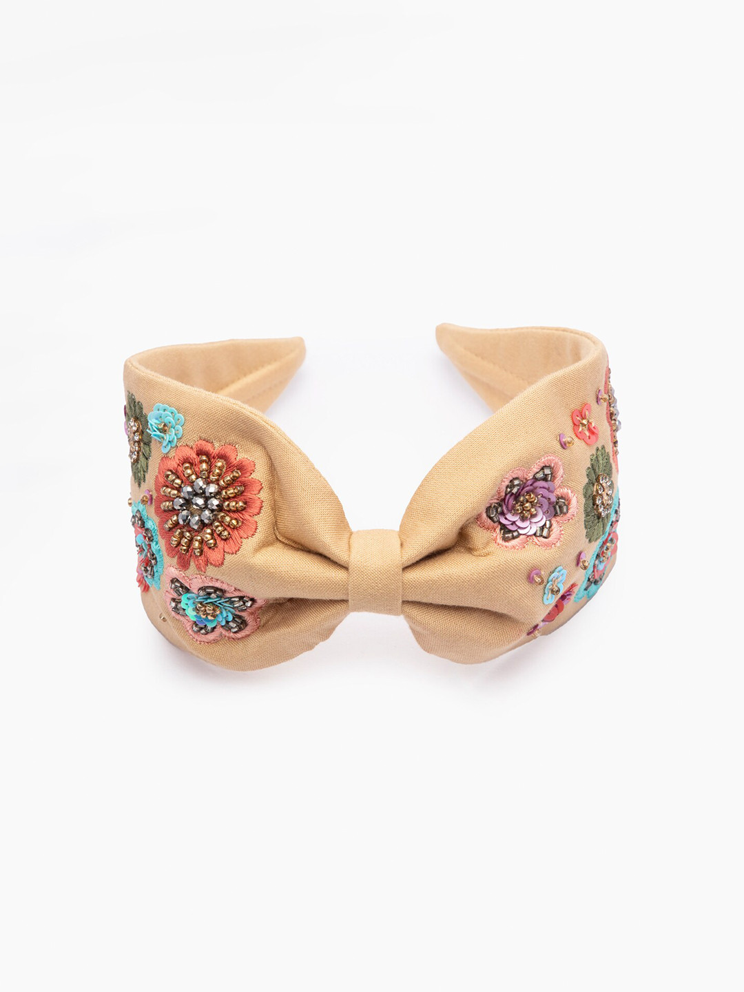 

DEEBACO Girls Beige Embellished Bow Shaped Hairband