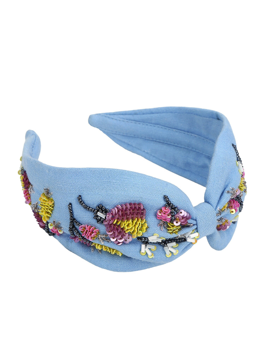 

DEEBACO Girls Blue Embellished Bow Shaped Hairband