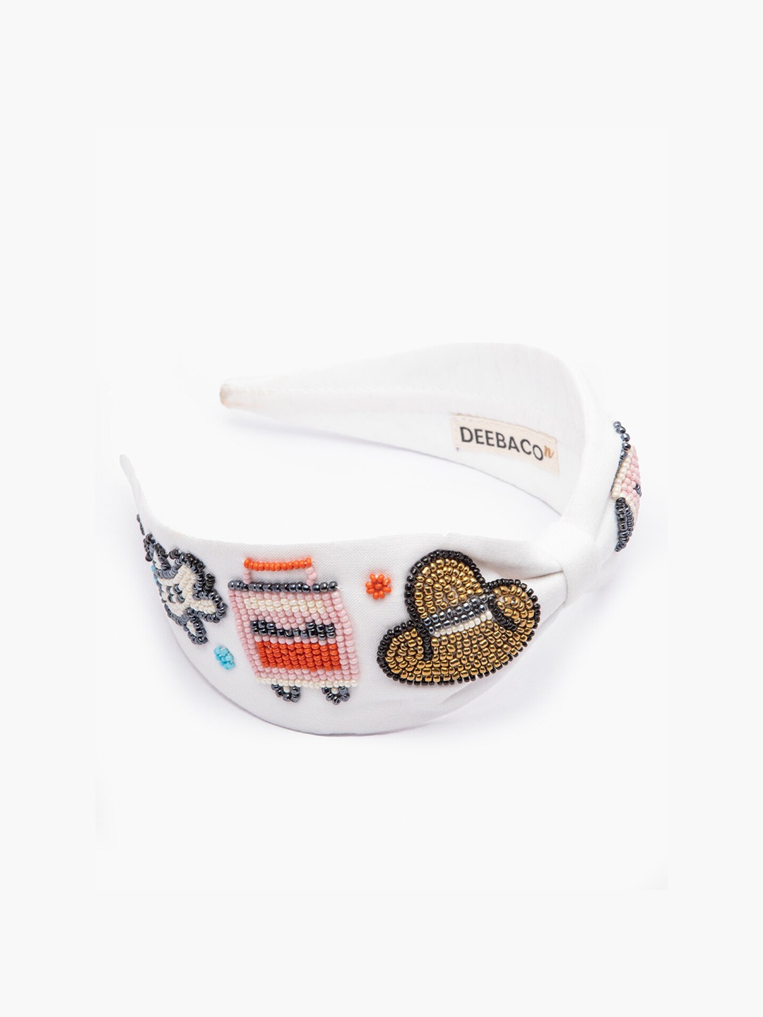 

DEEBACO Girls White Embellished Bow Shaped Hairband
