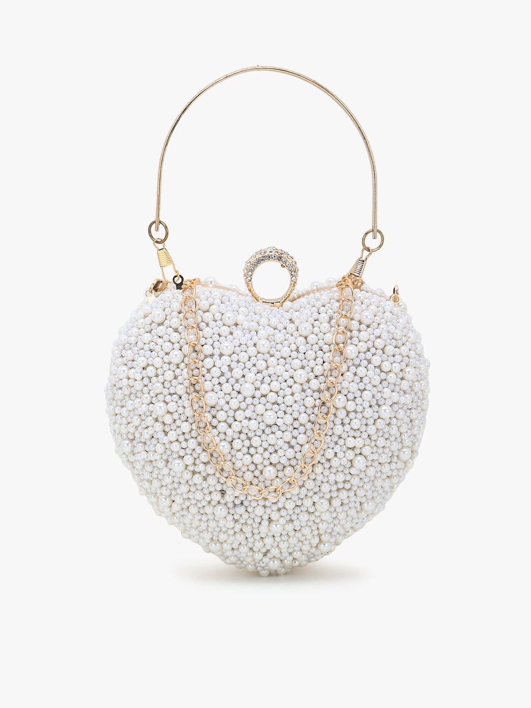 

Anekaant Off White Embellished Heart Shaped Box Clutch