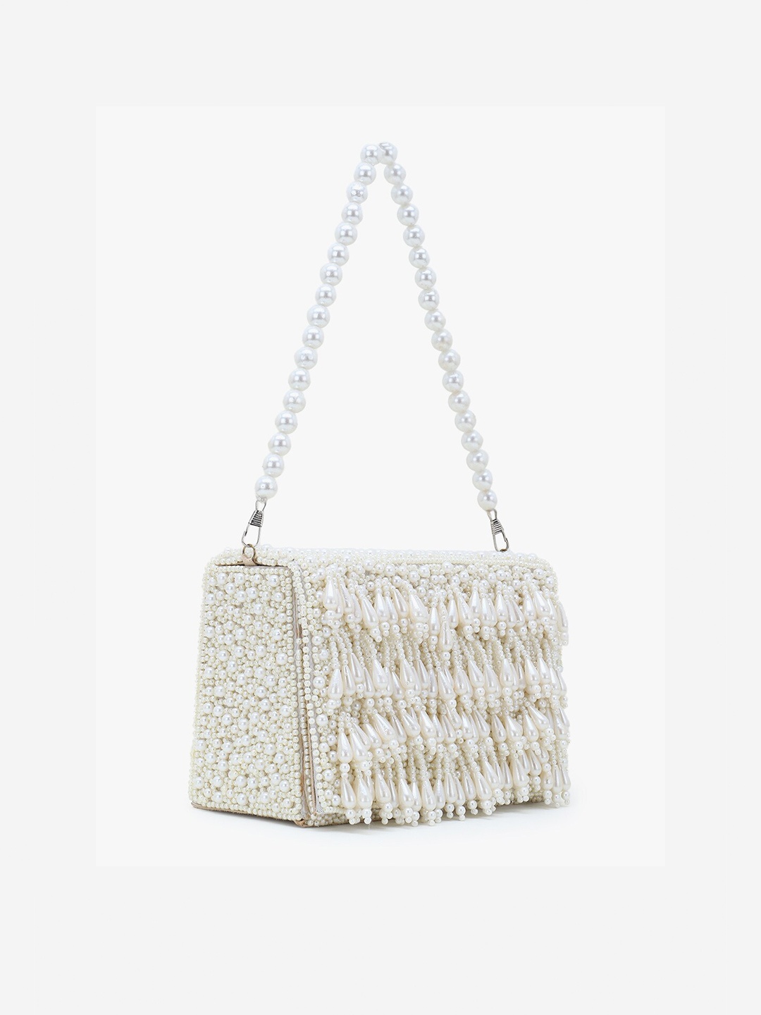 

Anekaant Women Cream-Coloured Embellished Box Clutch