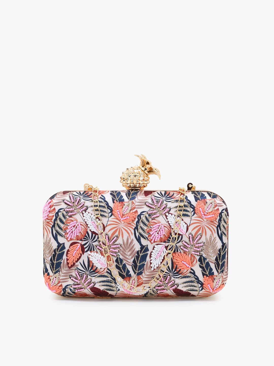 

Anekaant Cream-Coloured & Multicoloured Embroidered Box Clutch