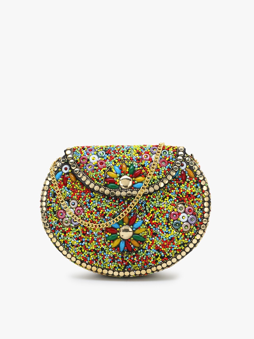 

Anekaant Multicoloured Embellished Beaded Box Clutch, Multi