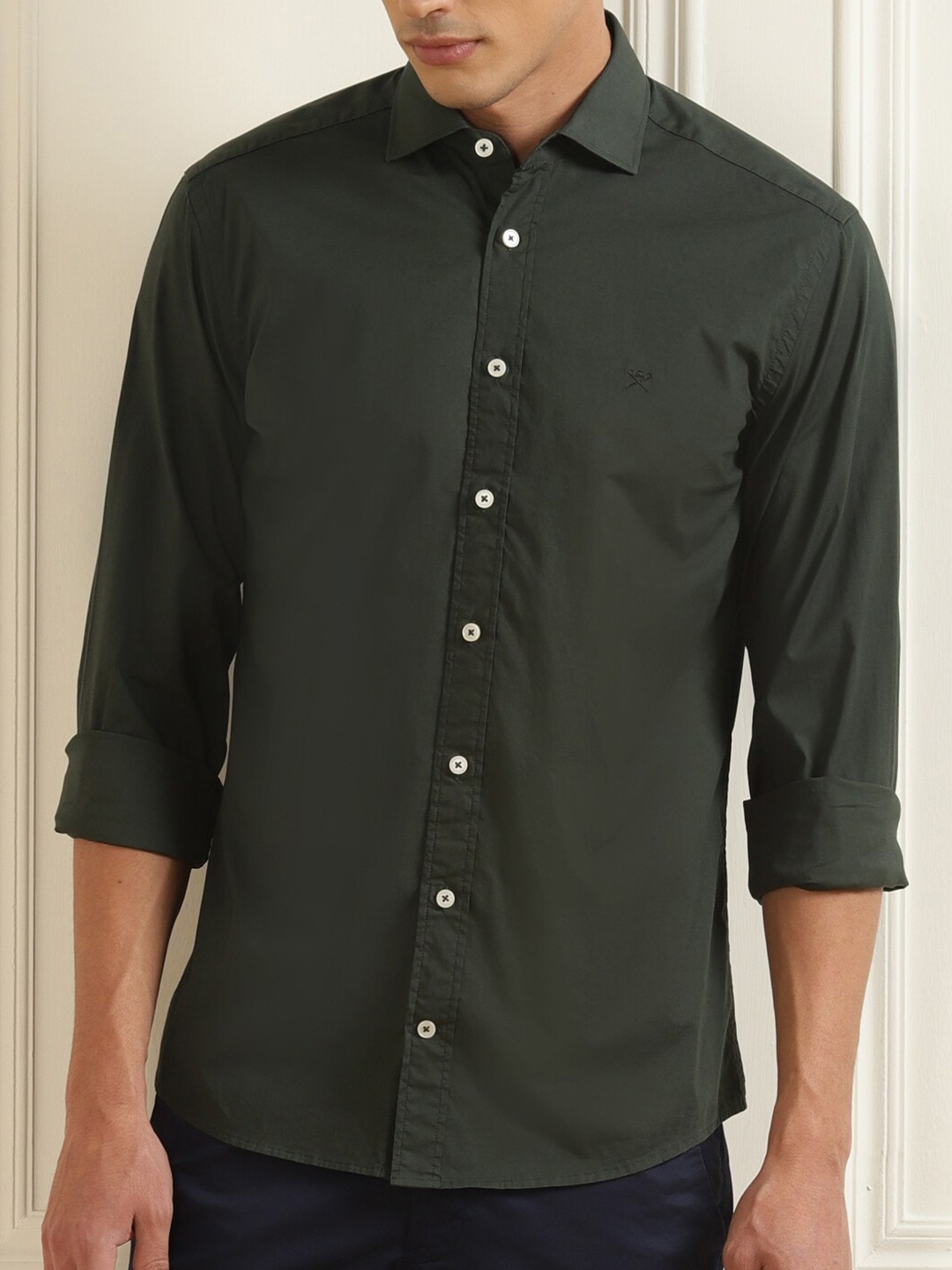 

HACKETT LONDON Men Green Solid Casual Shirt