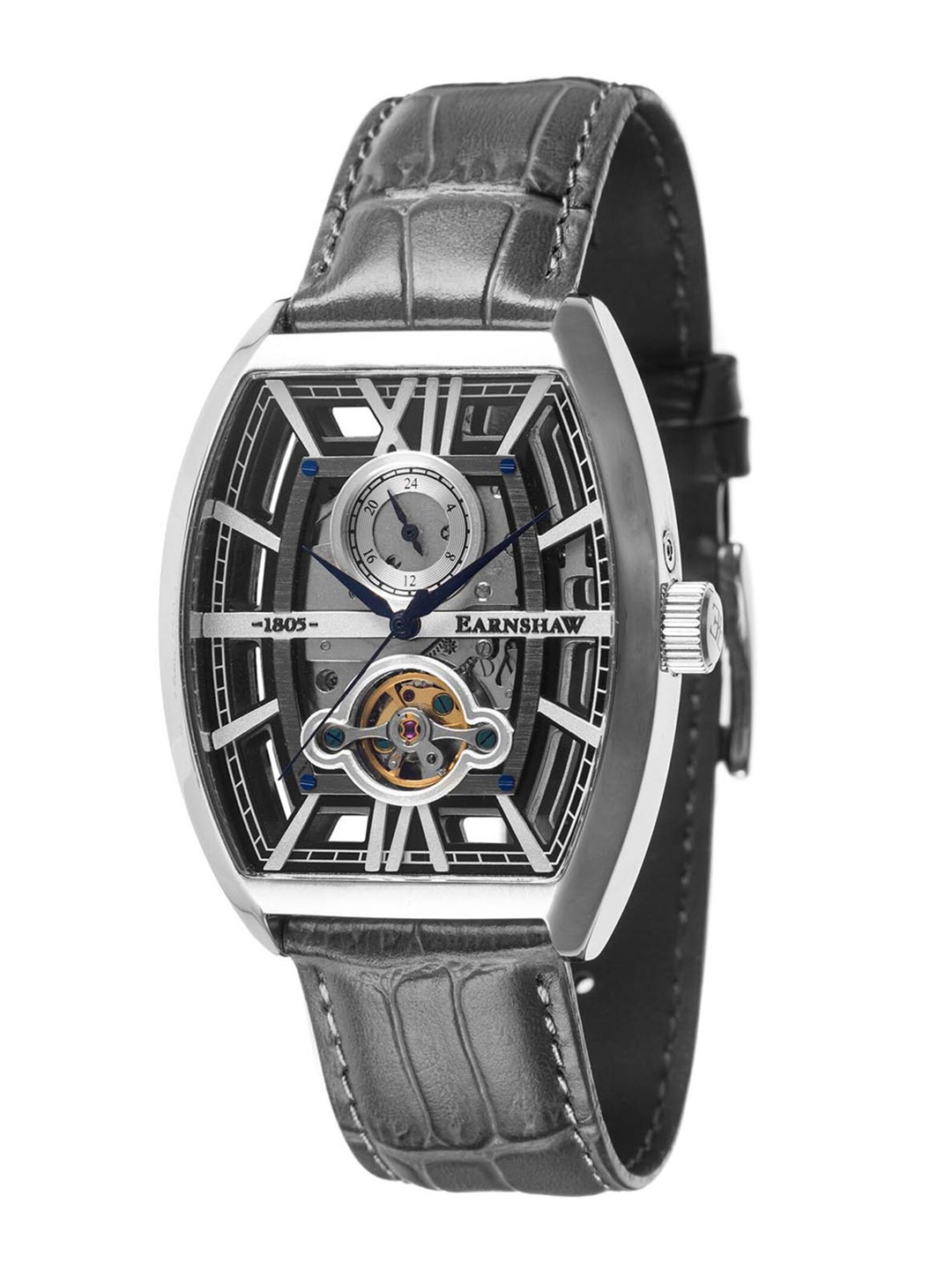 

EARNSHAW Men Black Leather Analogue Automatic Motion Watch ES-8111-01, Grey
