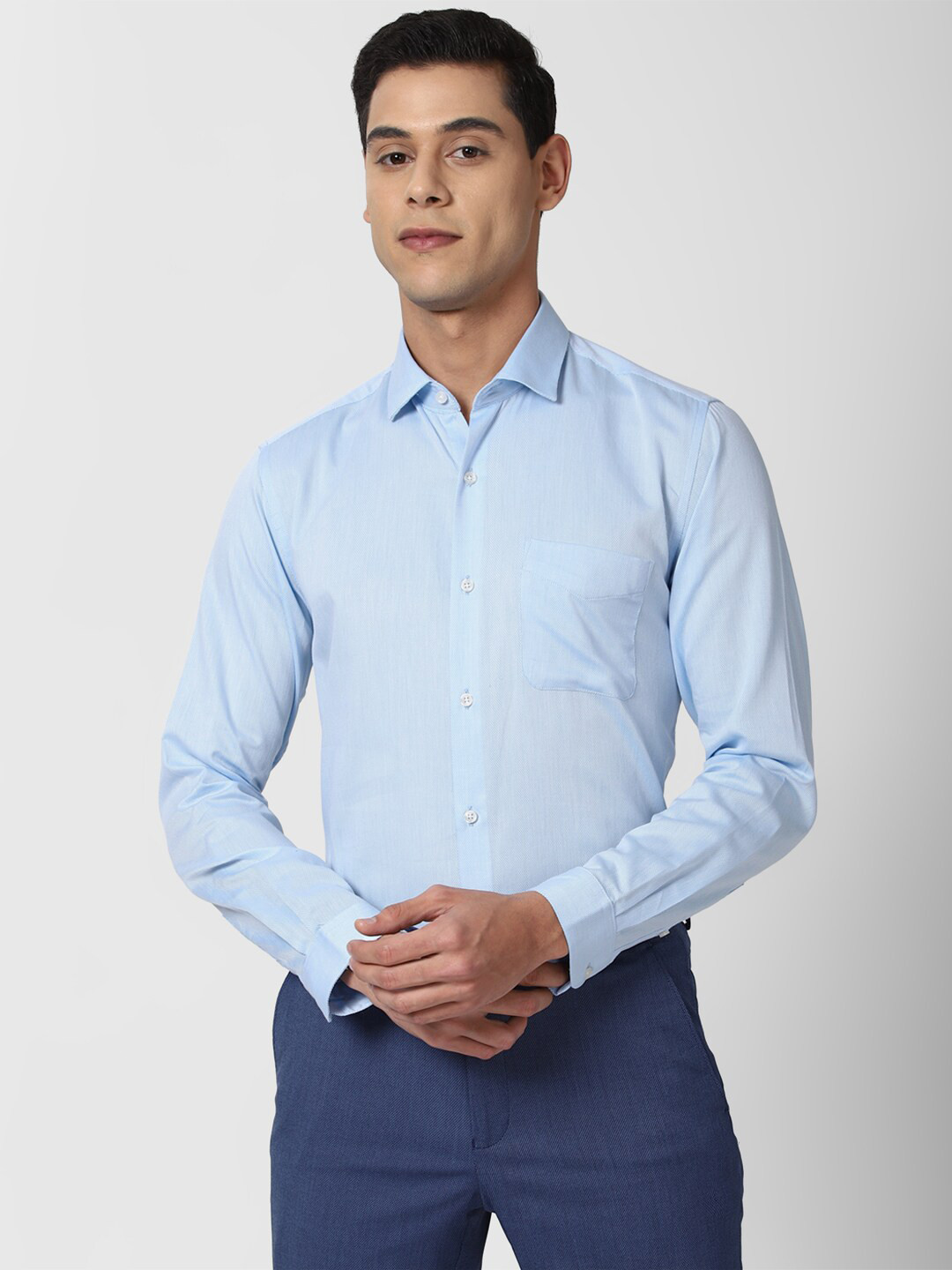 

Peter England Men Blue Textured Formal Shirt