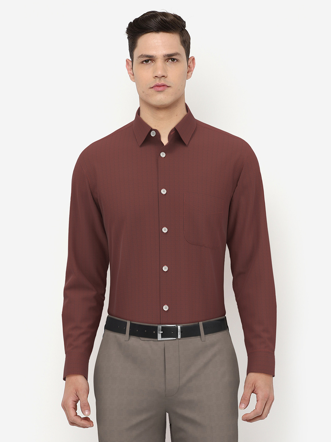 

Peter England Men Maroon Slim Fit Pure Cotton Formal Shirt
